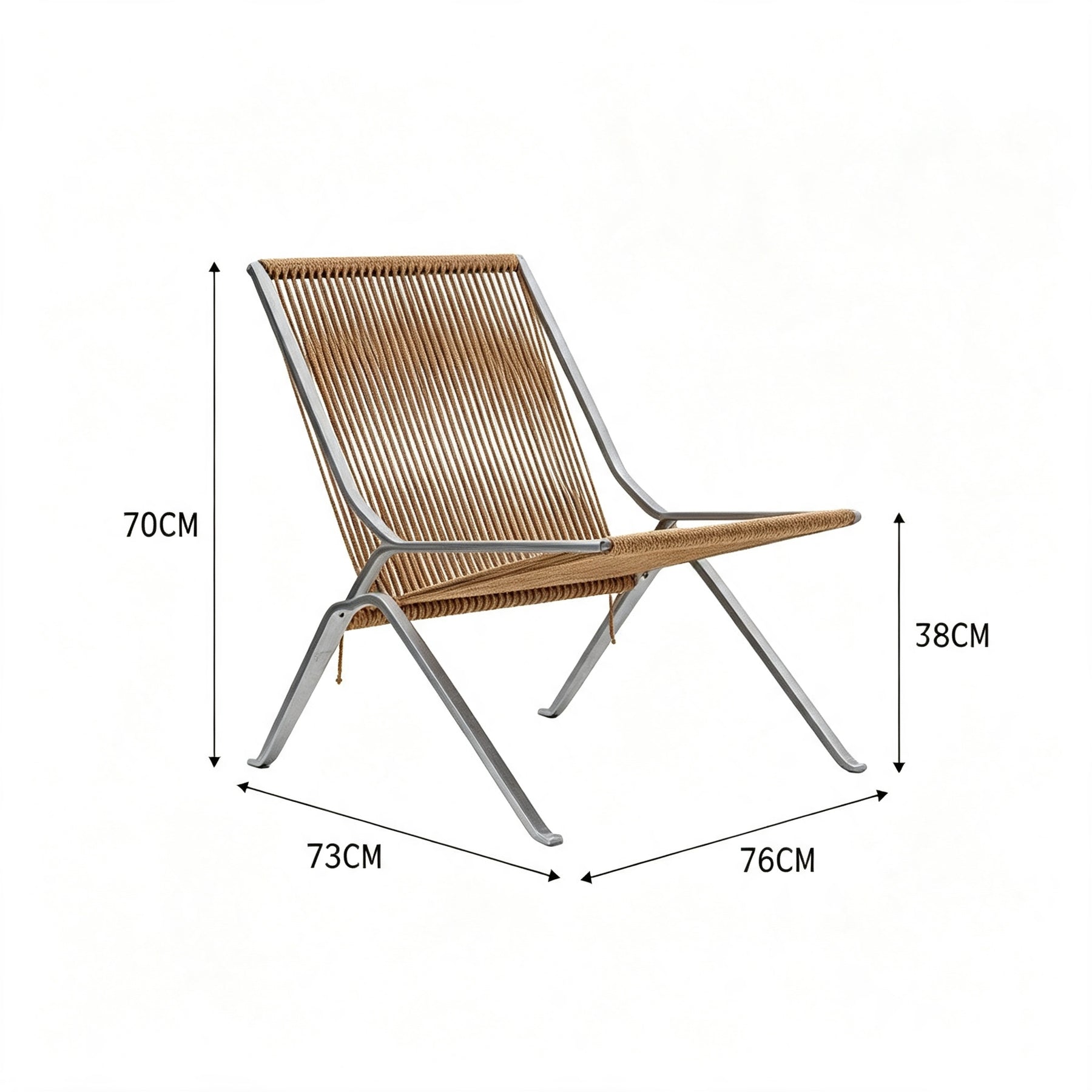 MOMO Stainless Steel Lounge Chair | Woven Rope Seat | Armless Accent Chair - alternate view 9
