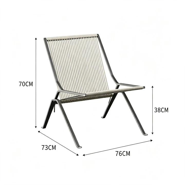 MOMO Stainless Steel Lounge Chair | Woven Rope Seat | Armless Accent Chair - alternate view 8