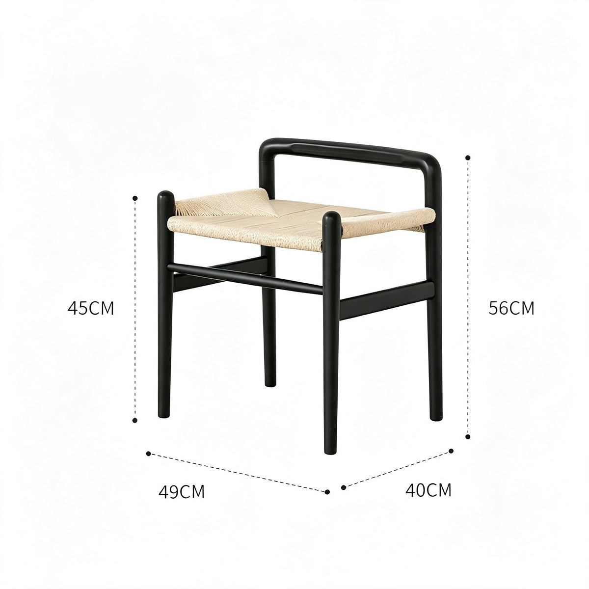 MOMO Scandinavian Rope-Woven Armchair Stool | Solid Beech Frame with Hand-Woven Seat - alternate view 10