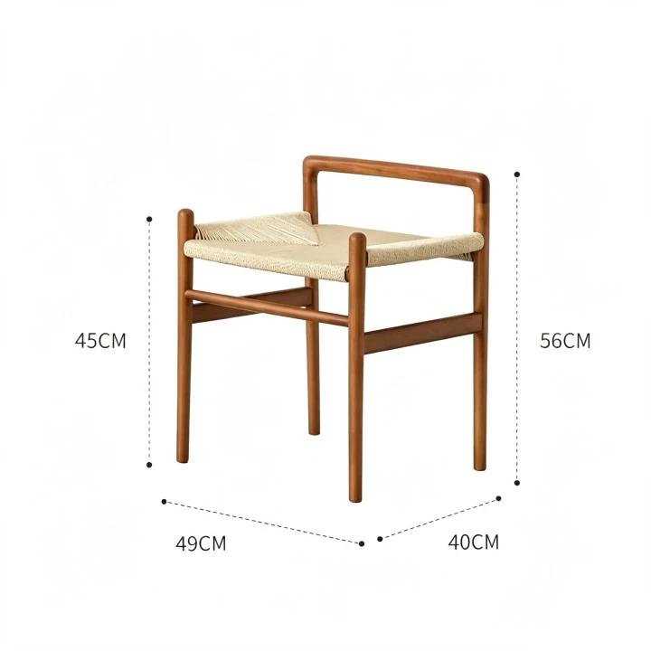 MOMO Scandinavian Rope-Woven Armchair Stool | Solid Beech Frame with Hand-Woven Seat - alternate view 7