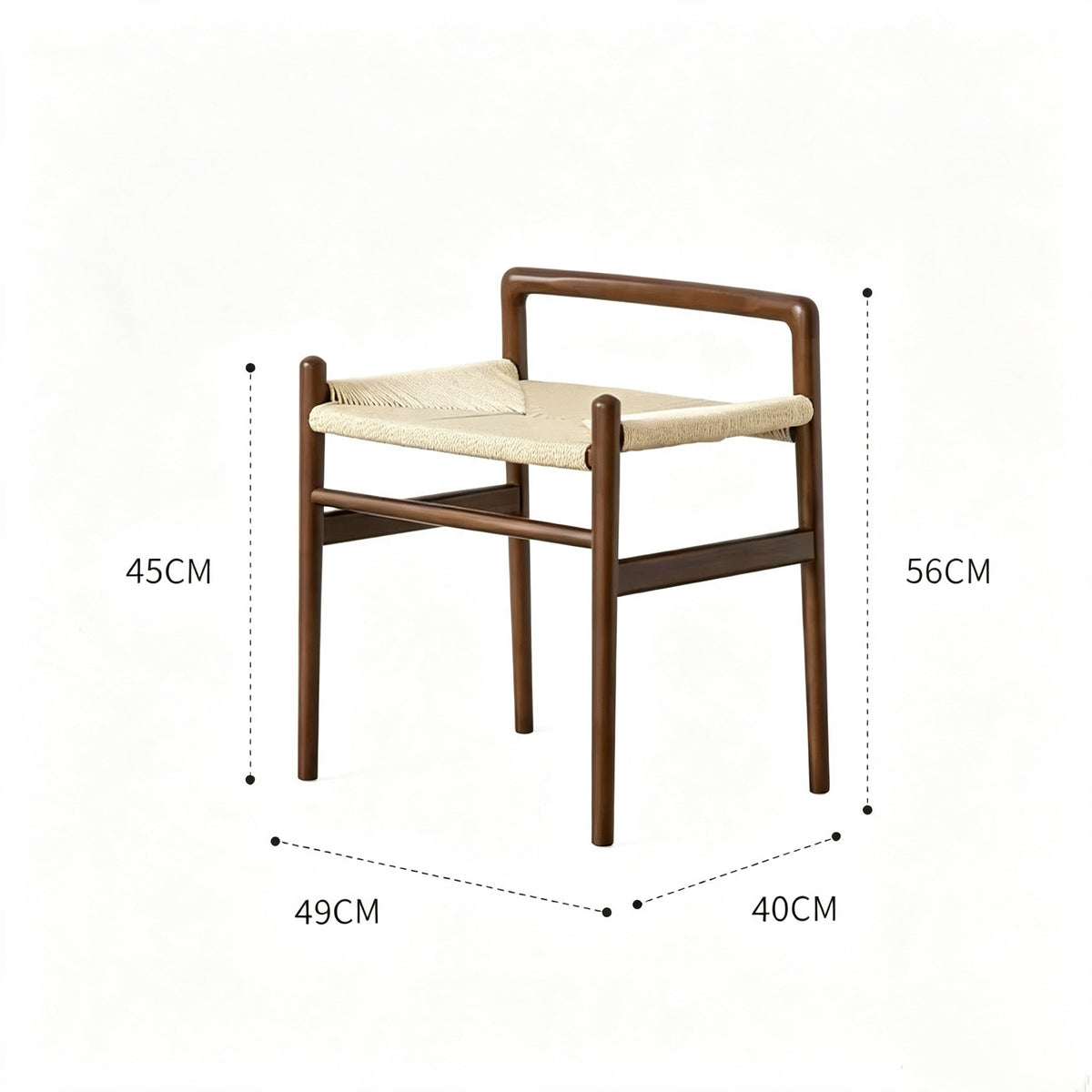 MOMO Scandinavian Rope-Woven Armchair Stool | Solid Beech Frame with Hand-Woven Seat - alternate view 8