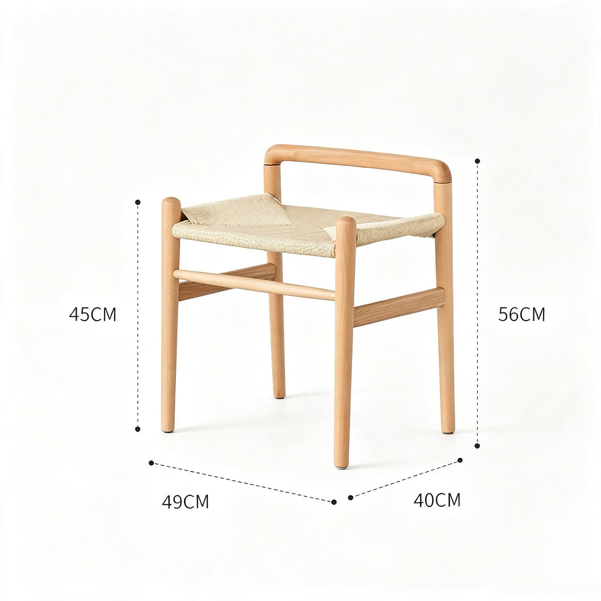 MOMO Scandinavian Rope-Woven Armchair Stool | Solid Beech Frame with Hand-Woven Seat - alternate view 9