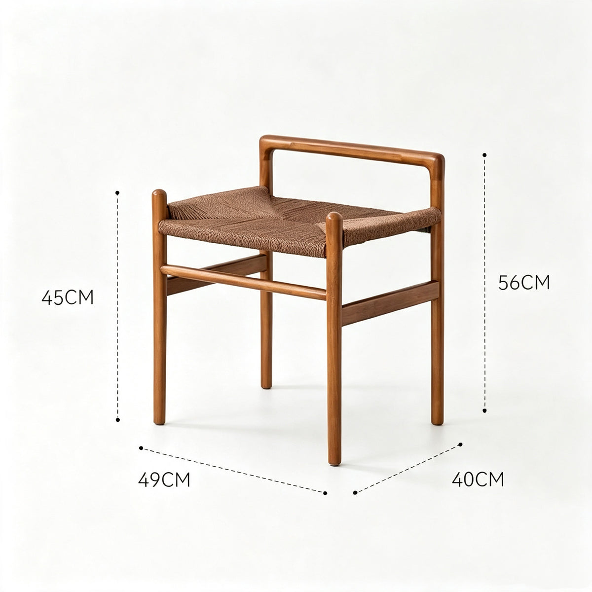 MOMO Scandinavian Rope-Woven Armchair Stool | Solid Beech Frame with Hand-Woven Seat - alternate view 11