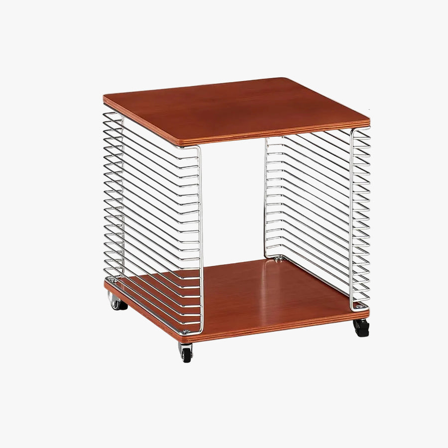 Mid-Century Steel Wire & Birch Side Table