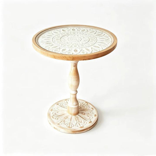 French Retro Carved Round Side Table