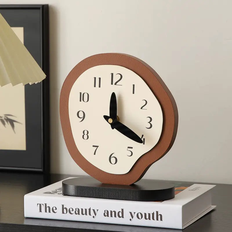 French Vintage Wooden Desk Clock
