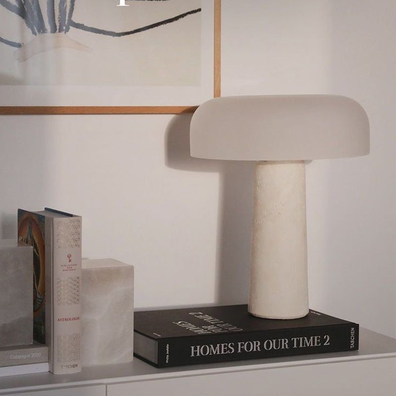 Nordic Travertine & Glass Mushroom Table Lamp-GQ18
