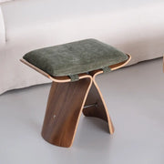 French Mid-Century Solid Wood Upholstered Butterfly Stool