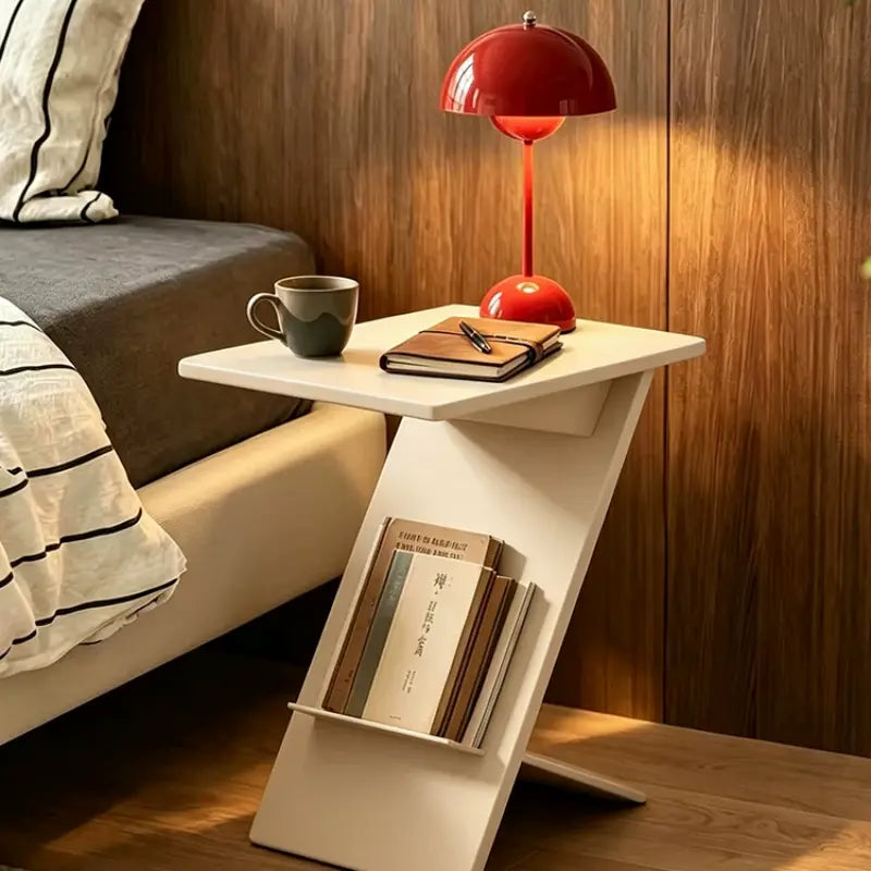 Solid Wood Side Table with Stainless Steel Edge