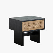 Handwoven Rattan Bedside Storage Cabinet