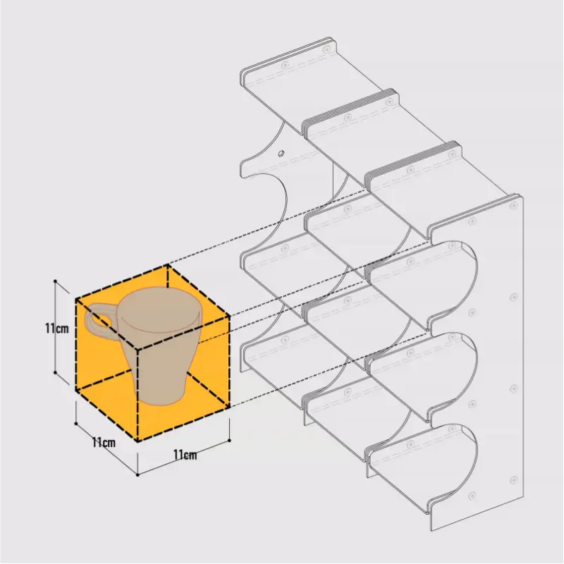Expandable Aluminum Mug Rack & Display Shelf
