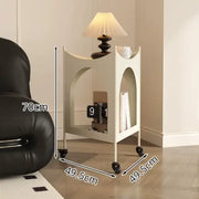 Modern Nordic Mobile Metal Side Table with Wheels