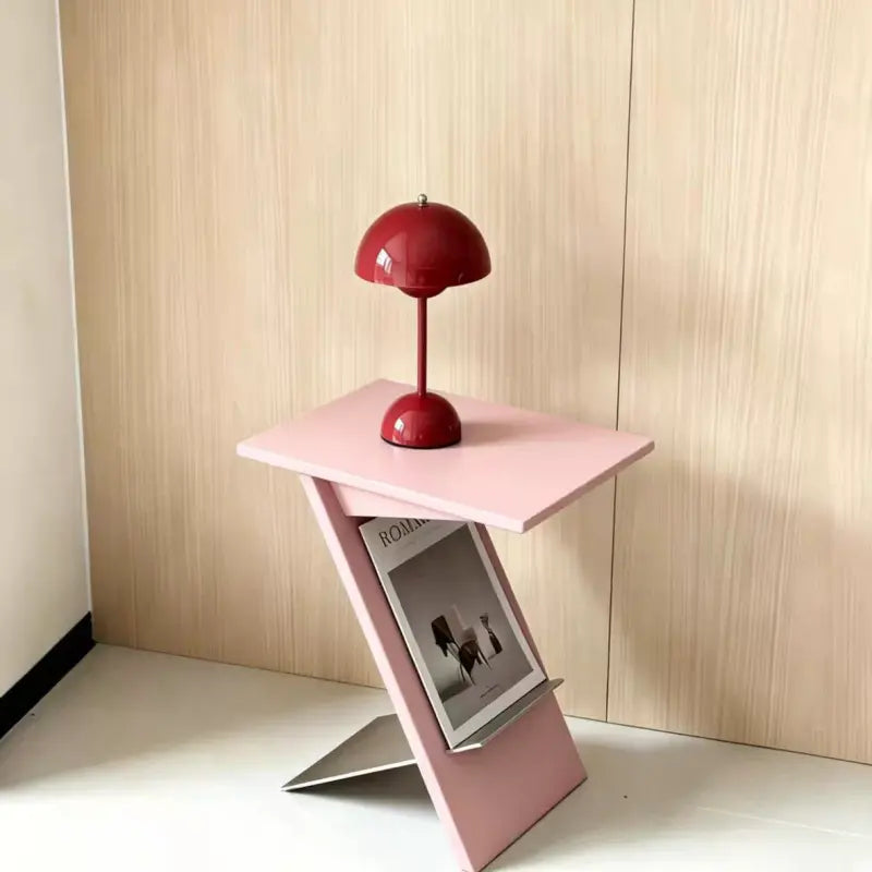 Solid Wood Side Table with Stainless Steel Edge