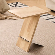 Solid Wood Side Table with Stainless Steel Edge