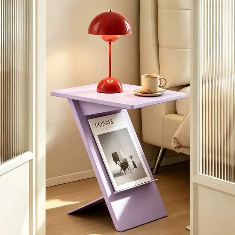 Solid Wood Side Table with Stainless Steel Edge