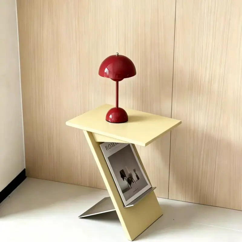 Solid Wood Side Table with Stainless Steel Edge