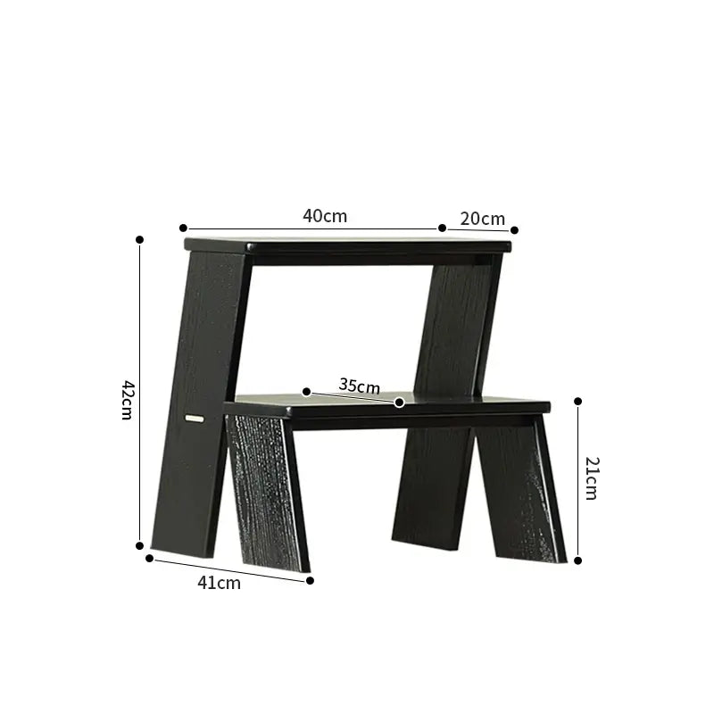 Wooden Two-Tier Step Stool and Side Table