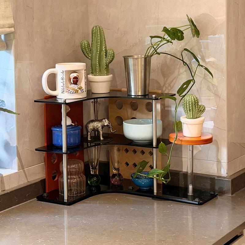 Wooden Corner Cup & Coffee Rack
