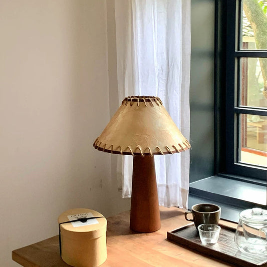 Vintage Wabi-Sabi Solid Wood Table Lamp-GQ07