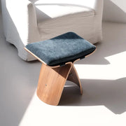 French Mid-Century Solid Wood Upholstered Butterfly Stool
