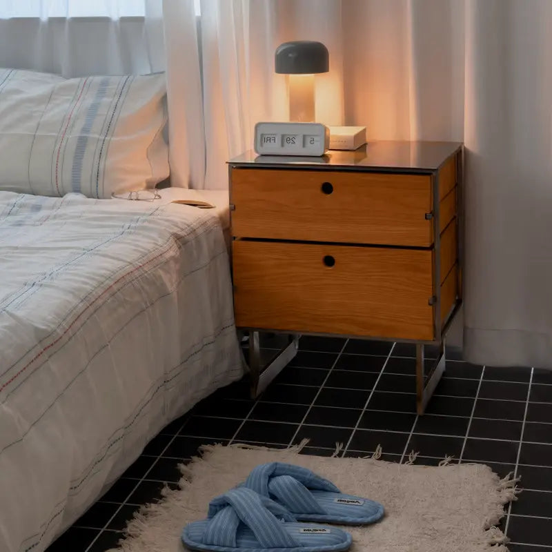 Bauhaus Stainless Steel Two-Drawer Bedside Cabinet