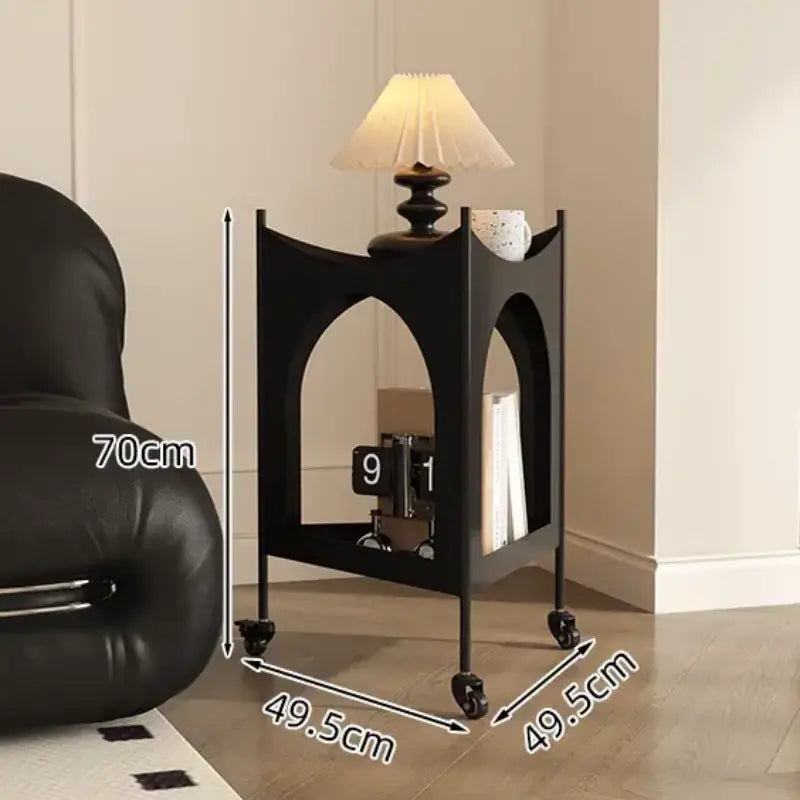 Modern Nordic Mobile Metal Side Table with Wheels