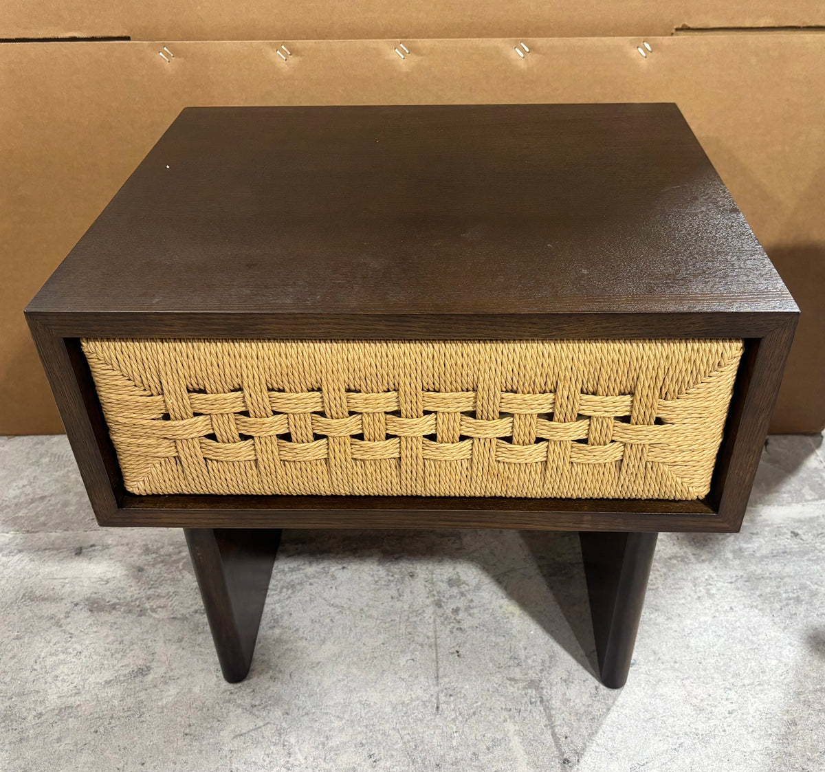 Handwoven Rattan Bedside Storage Cabinet