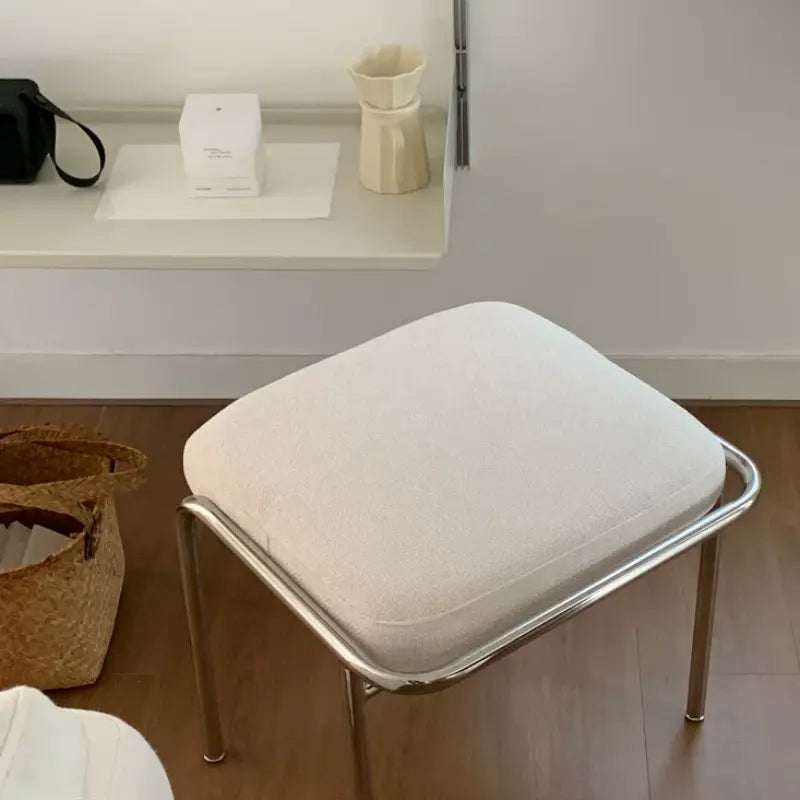 Upholstered Makeup Stool with Metal Frame