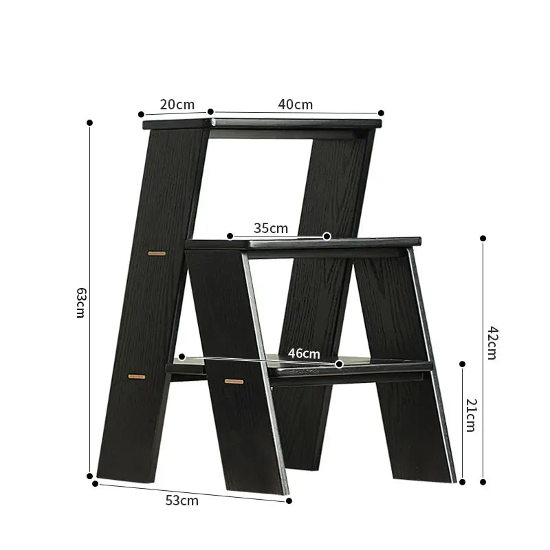 Wooden Two-Tier Step Stool and Side Table