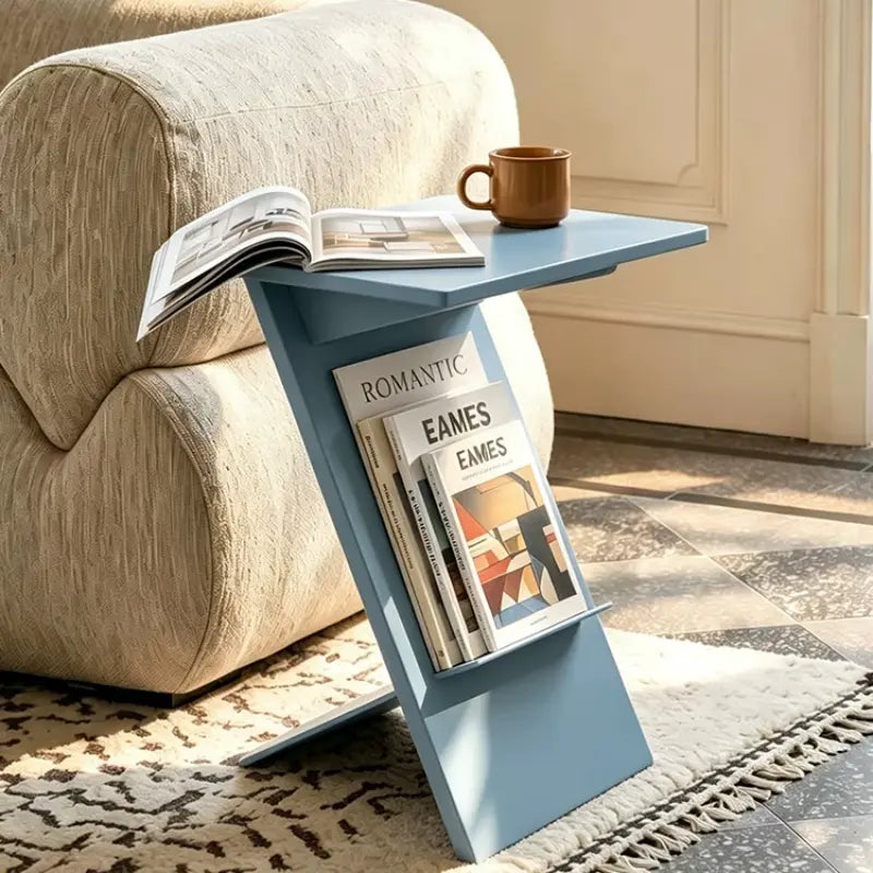Solid Wood Side Table with Stainless Steel Edge