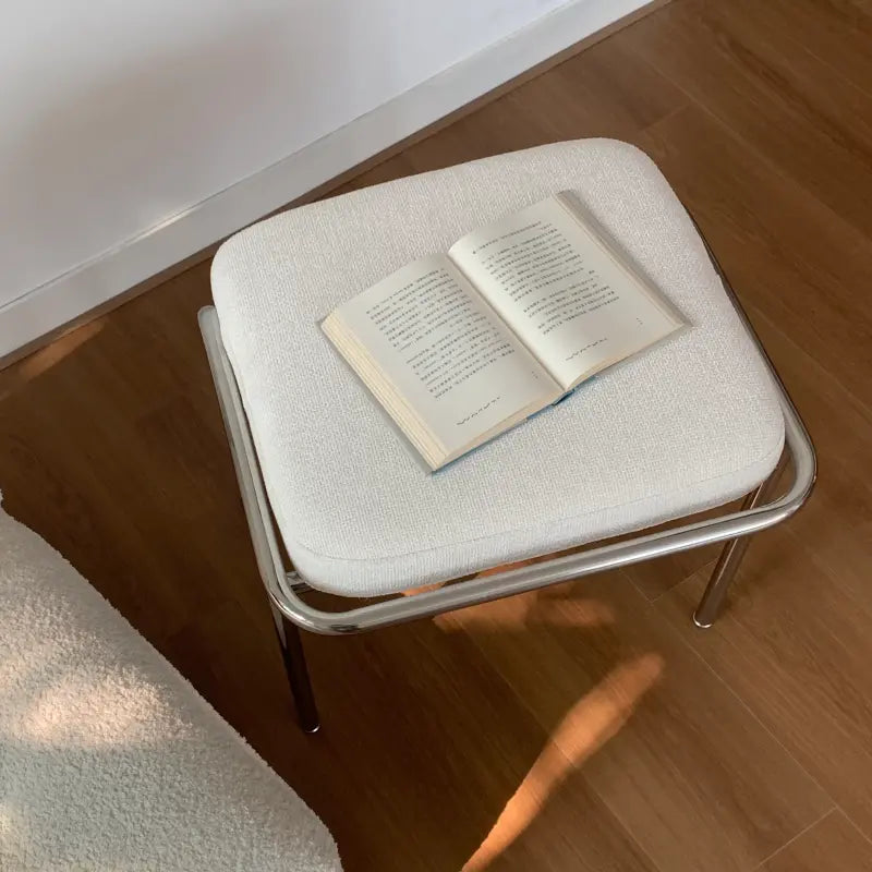 Upholstered Makeup Stool with Metal Frame