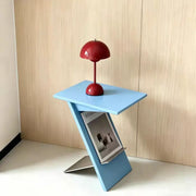 Solid Wood Side Table with Stainless Steel Edge
