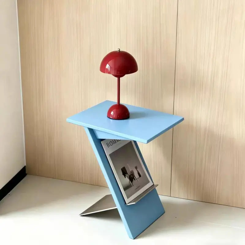 Solid Wood Side Table with Stainless Steel Edge
