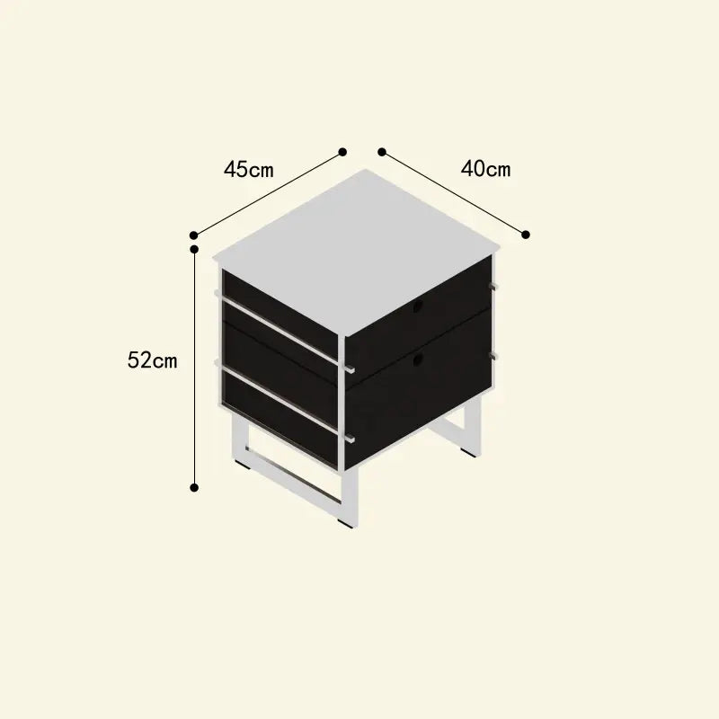 Bauhaus Stainless Steel Two-Drawer Bedside Cabinet
