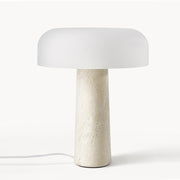Nordic Travertine & Glass Mushroom Table Lamp-GQ18