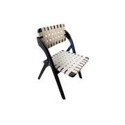 Solid Wood Folding Dining Chair with Saddle Leather Seat