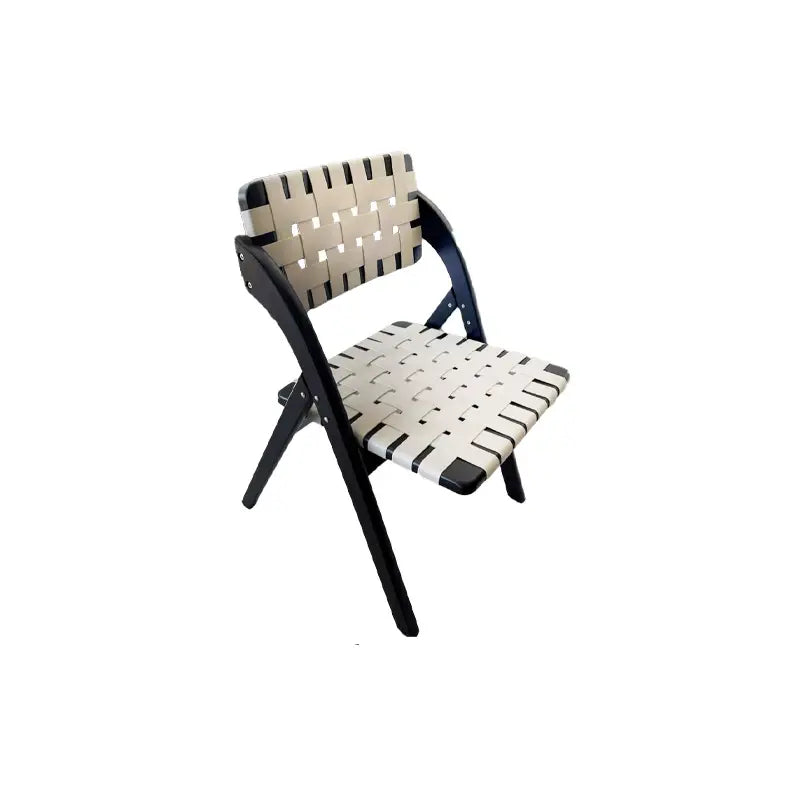 Solid Wood Folding Dining Chair with Saddle Leather Seat