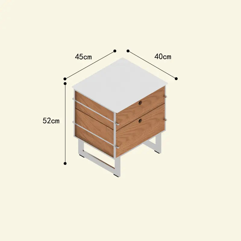 Bauhaus Stainless Steel Two-Drawer Bedside Cabinet