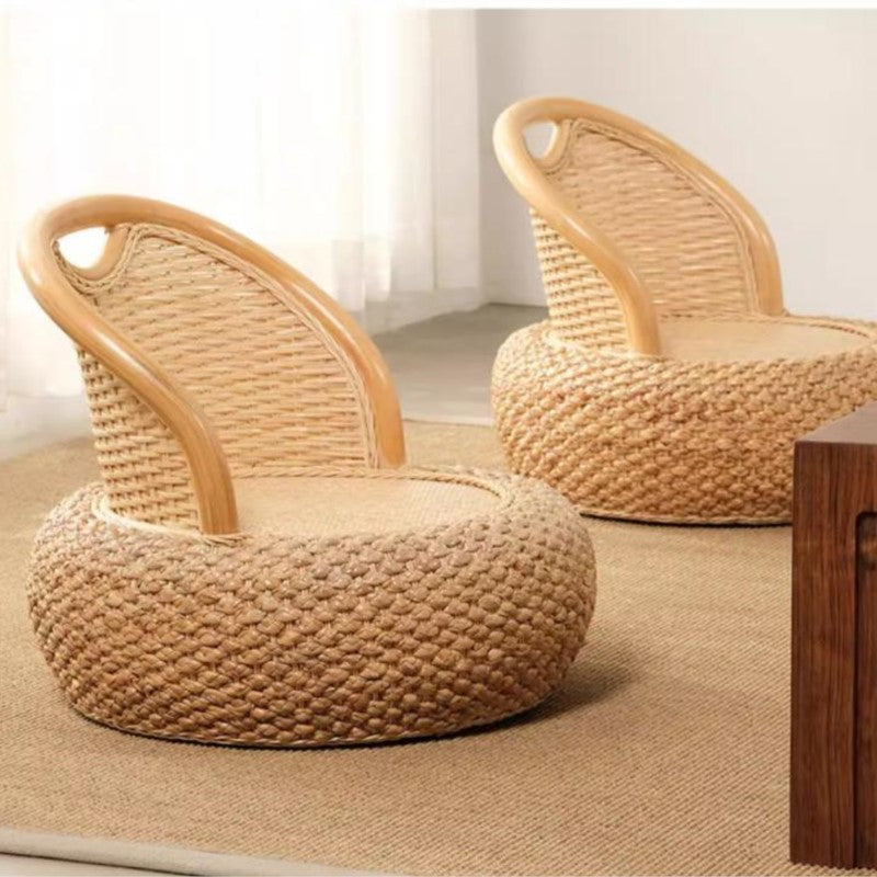 MOMO Rattan Round Stool | Japanese Woven Rattan Floor Seat | With or Without Legs - alternate view 5