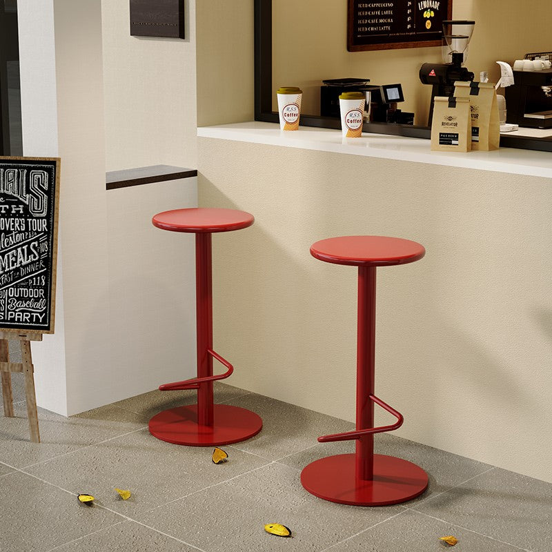 MOMO Colorblock Iron Bar Stool | Round Seat Pedestal Base with Footrest Ring — 65cm & 75cm