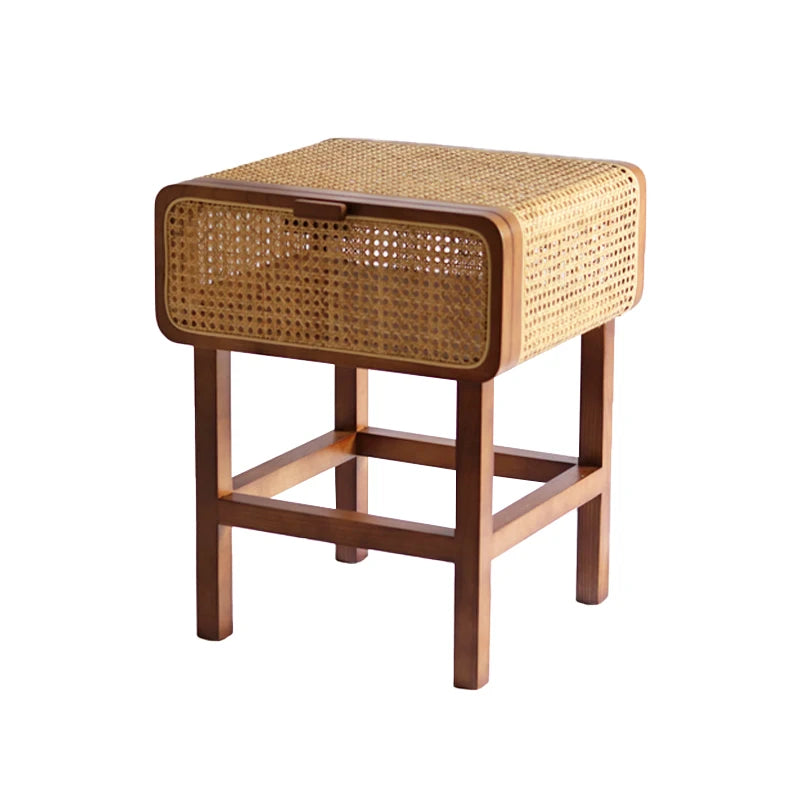 MOMO Rattan Solid Wood Bedside Table | Handwoven Korea INS Style - alternate view 10