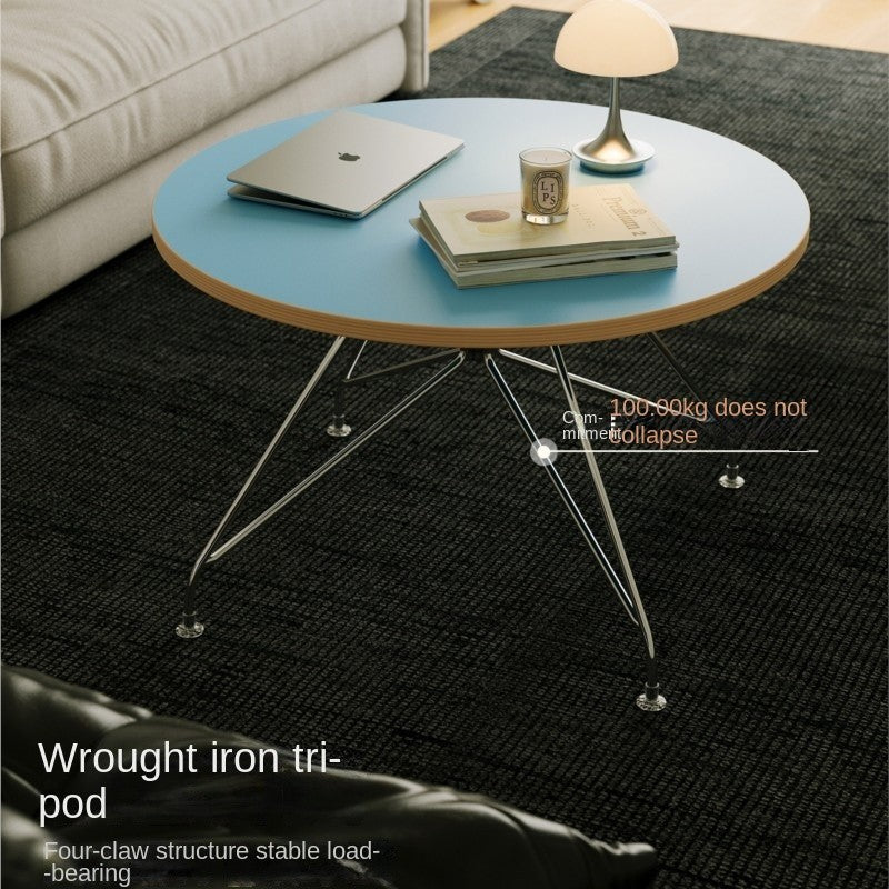 MOMO Bauhaus Round Coffee Table | Colorblock Plywood Top with Chrome Spider-Leg Base - alternate view 4