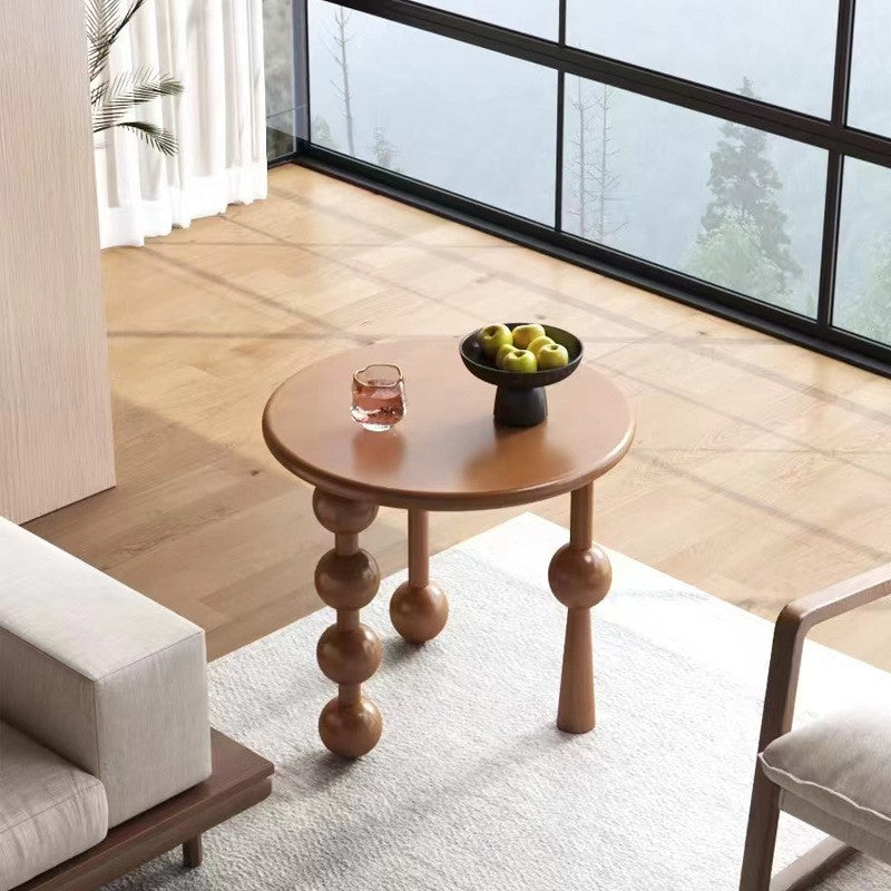 MOMO Ball Leg Side Table | Solid Wood Bauhaus Round End Table