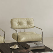 MOMO Antique Sofa Chair | Chrome Cantilever Armchair | Tufted Leather Lounge Chair - alternate view 4