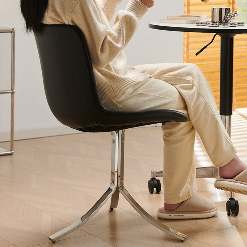 MOMO Retro Dining Chair | Oil Wax Leather Shell Seat | Electroplated Steel Base - alternate view 4