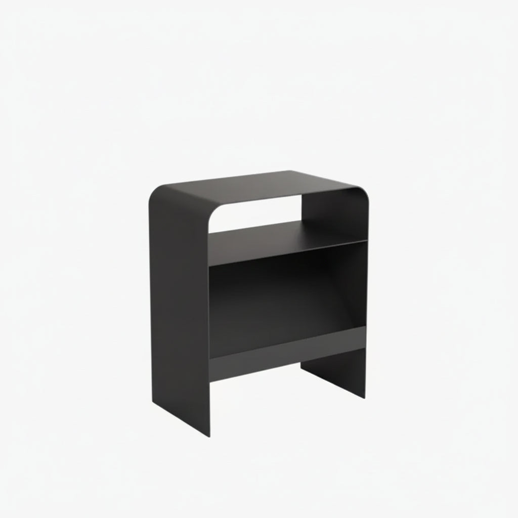 MOMO Arch-Form Iron Side Table | U-Shape Rounded Corner End Table with Open Storage Shelf - alternate view 2