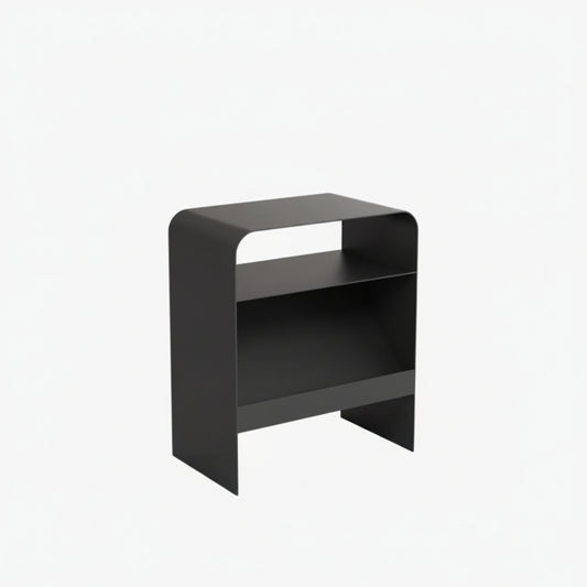 MOMO Arch-Form Iron Side Table | U-Shape Rounded Corner End Table with Open Storage Shelf - alternate view 2
