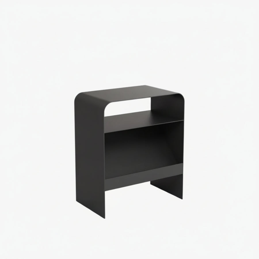 MOMO Arch-Form Iron Side Table | U-Shape Rounded Corner End Table with Open Storage Shelf - alternate view 2