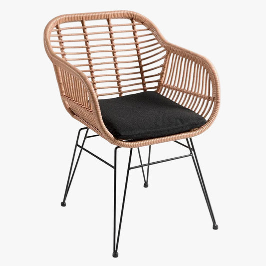 MOMO Rattan Outdoor Chair | PE Rattan & Iron Frame | Patio Balcony Leisure Armchair - alternate view 2