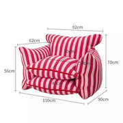 Striped leather lazy floor chair, modern unique curator furniture for living room, comfortable lounge sofa for home decor